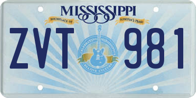 MS license plate ZVT981