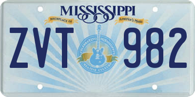 MS license plate ZVT982