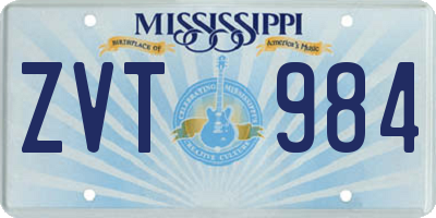 MS license plate ZVT984