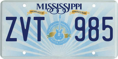MS license plate ZVT985