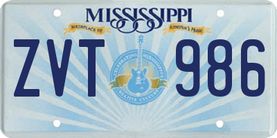 MS license plate ZVT986