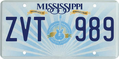 MS license plate ZVT989