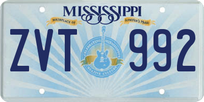 MS license plate ZVT992