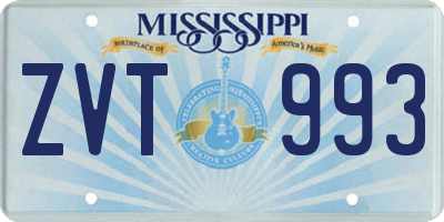 MS license plate ZVT993