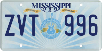 MS license plate ZVT996
