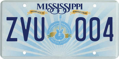 MS license plate ZVU004