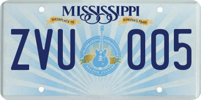 MS license plate ZVU005