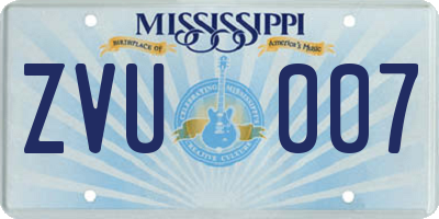 MS license plate ZVU007
