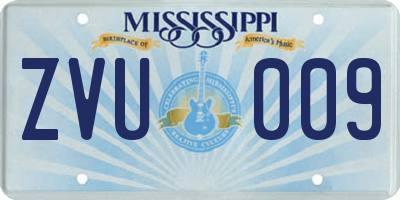 MS license plate ZVU009