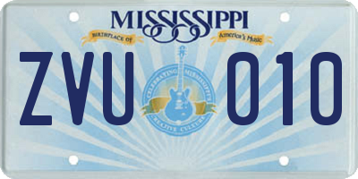 MS license plate ZVU010