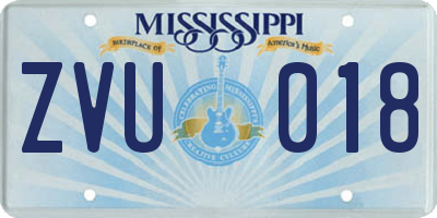 MS license plate ZVU018