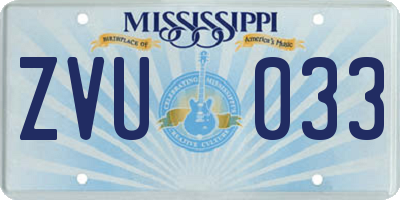 MS license plate ZVU033