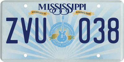 MS license plate ZVU038
