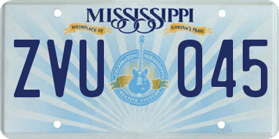 MS license plate ZVU045