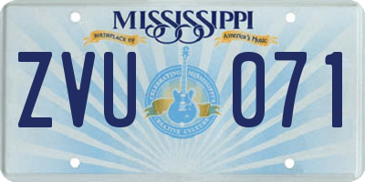 MS license plate ZVU071