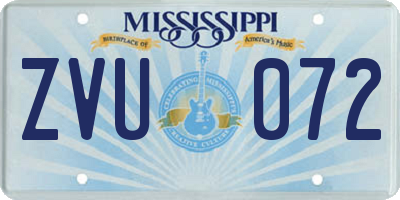 MS license plate ZVU072