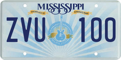 MS license plate ZVU100