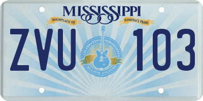 MS license plate ZVU103
