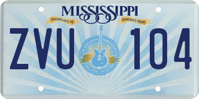 MS license plate ZVU104