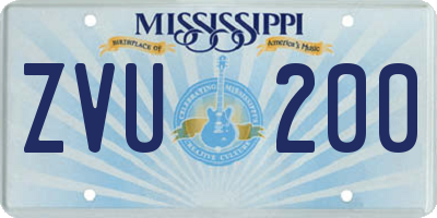 MS license plate ZVU200