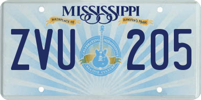 MS license plate ZVU205