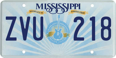 MS license plate ZVU218