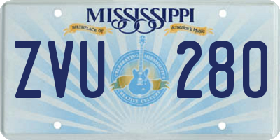 MS license plate ZVU280