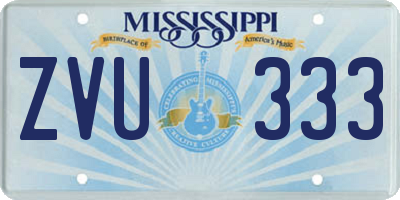 MS license plate ZVU333