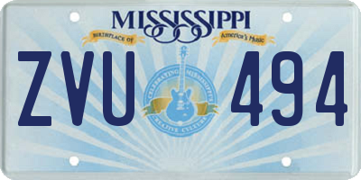 MS license plate ZVU494