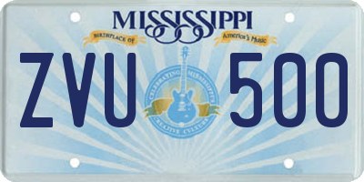 MS license plate ZVU500
