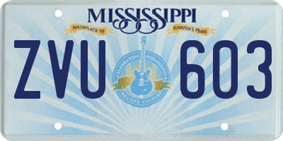MS license plate ZVU603
