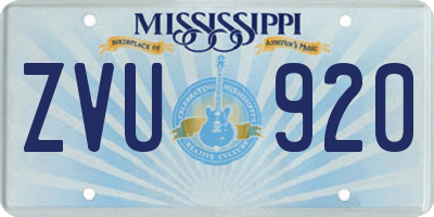 MS license plate ZVU920