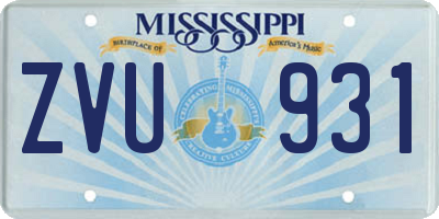 MS license plate ZVU931
