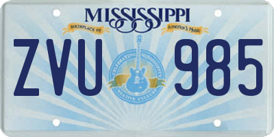 MS license plate ZVU985