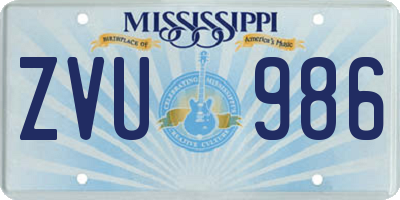 MS license plate ZVU986