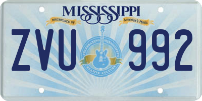 MS license plate ZVU992