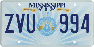 MS license plate ZVU994