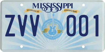 MS license plate ZVV001