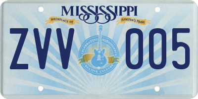 MS license plate ZVV005