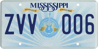 MS license plate ZVV006