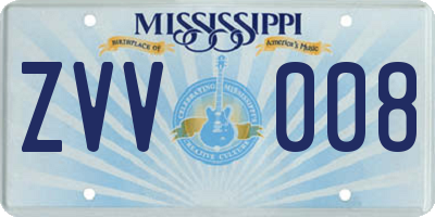 MS license plate ZVV008