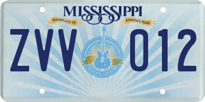 MS license plate ZVV012