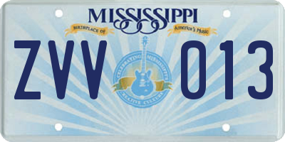 MS license plate ZVV013