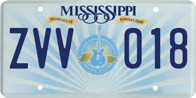 MS license plate ZVV018