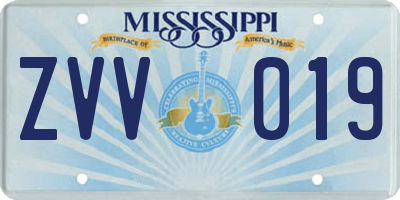 MS license plate ZVV019