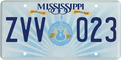 MS license plate ZVV023