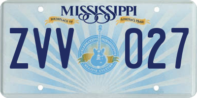 MS license plate ZVV027