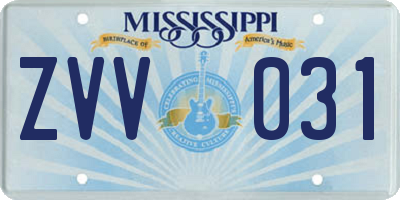 MS license plate ZVV031