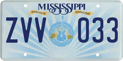 MS license plate ZVV033