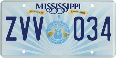 MS license plate ZVV034